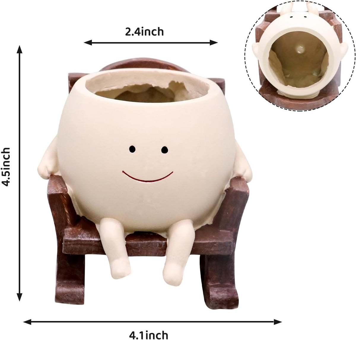 Funny Smiling Face Rocking Chair Planter