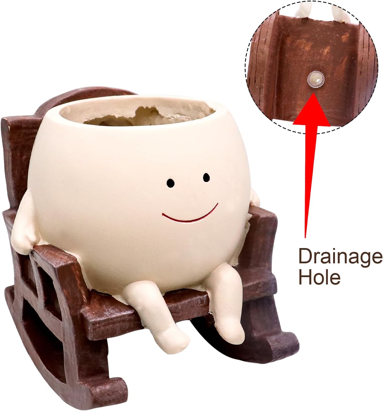 Funny Smiling Face Rocking Chair Planter