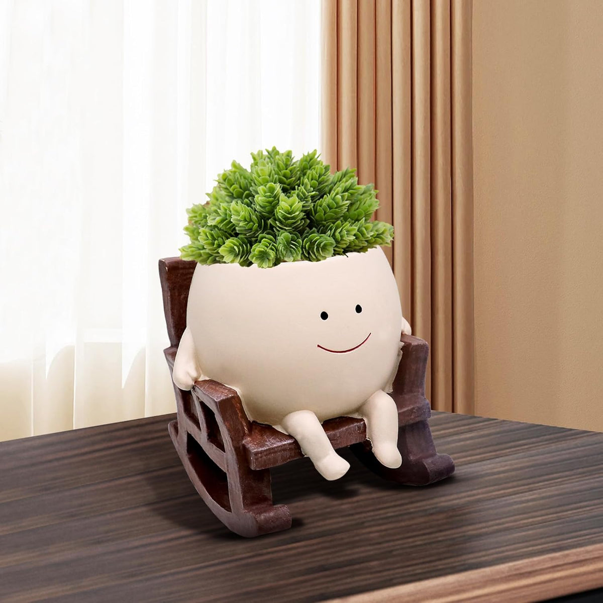 Funny Smiling Face Rocking Chair Planter